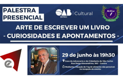 Ordem dos Advogados do Brasil (OAB) realizará palestra sobre a arte de escrever livros